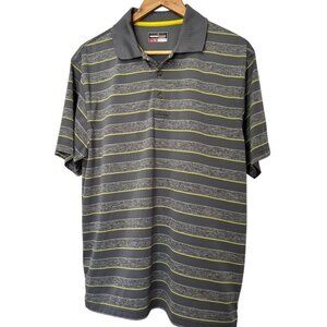 Grand Slam Performance Golf Shirt Mens Size L Grays with Yellow Stripe EUC
